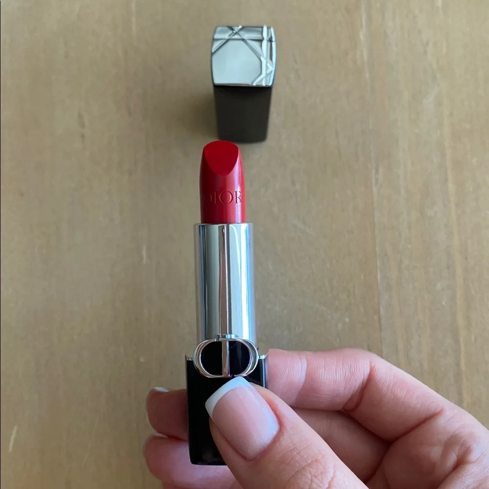 Dior Lipstick Satin 999 Red Long Wear Made In France Floral Lip Care Couture